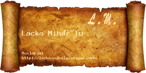Lacko Mihály névjegykártya